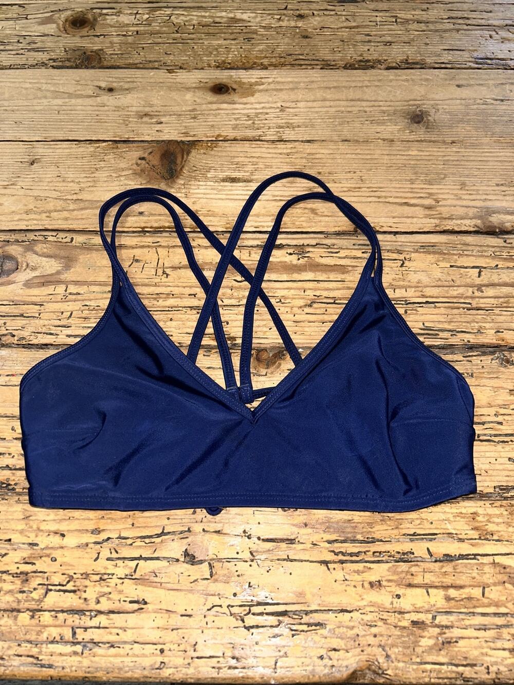 Cupshe Women’s Size S Navy Strappy Bikini Top NWT
